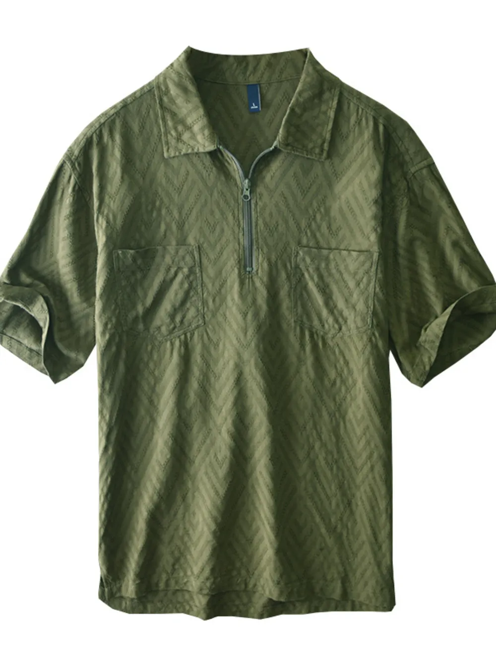 Men's Plus Size Quarter Zip Short Sleeve Blouse, image 4