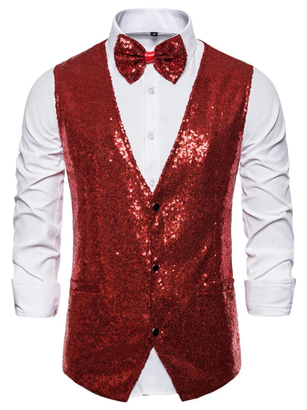 Men's Sequin Slim Fit Vest, image 13