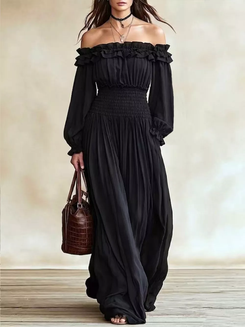 Full Size Off-Shoulder Ruffled Maxi Dress with Smocked Waist Plus Size, image 4