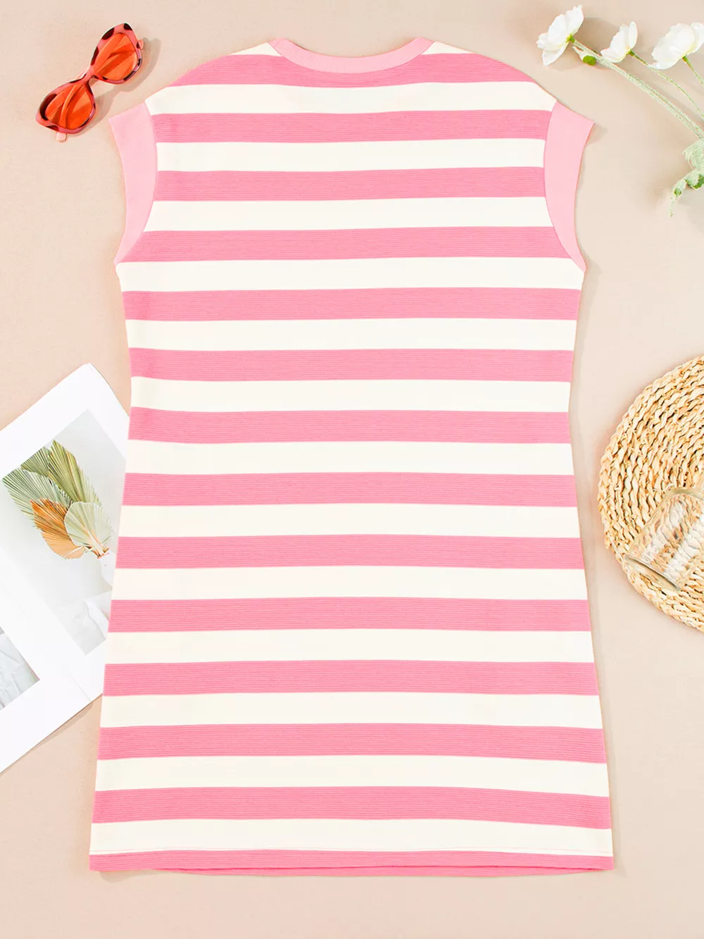 Stripe Cap Sleeve Pocketed Shift Dress, image 2