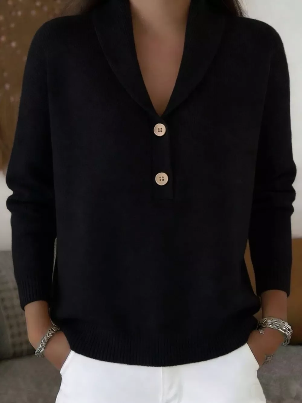 Button Detail Long Sleeve Sweater, image 7