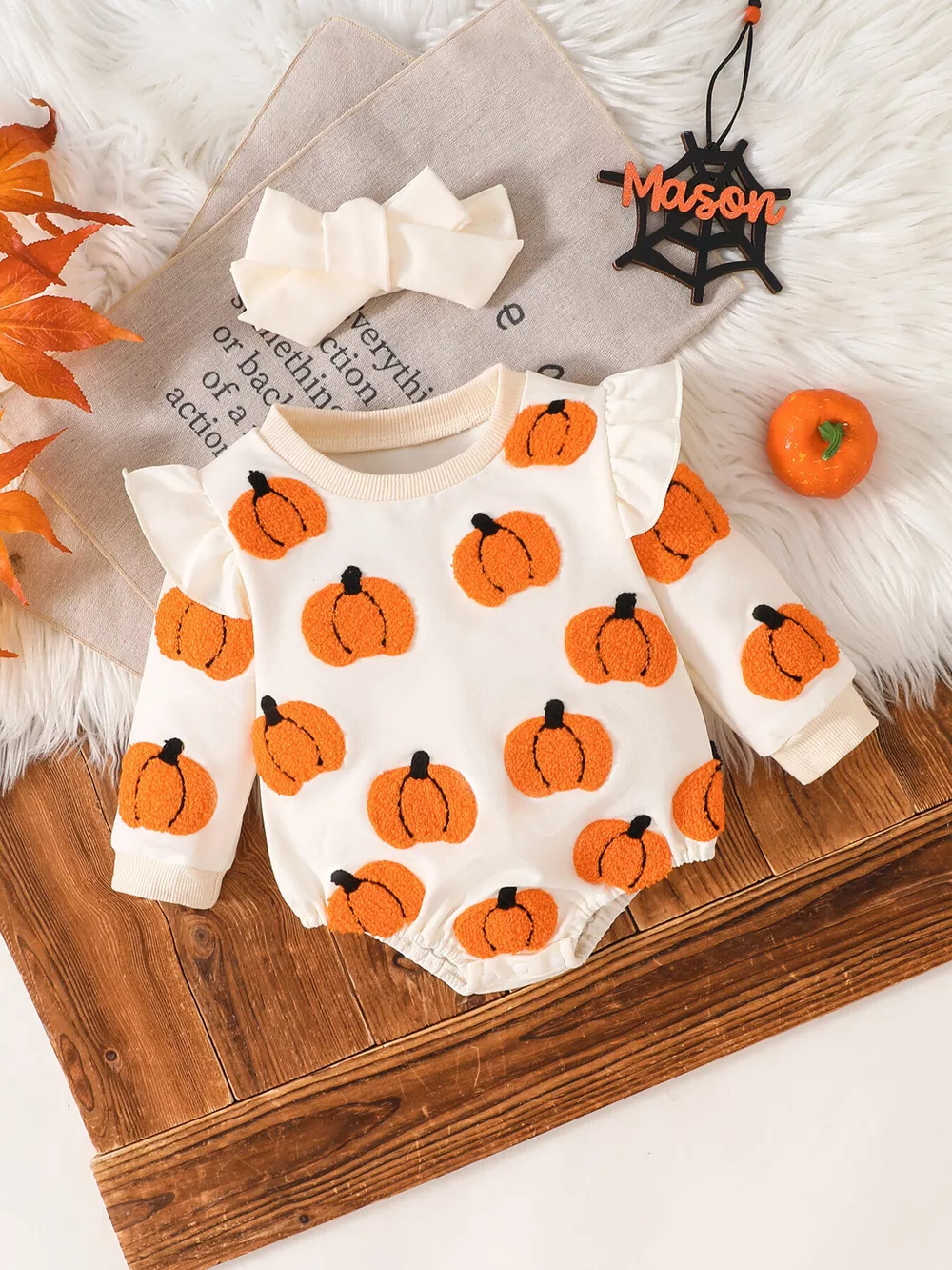 Children's Halloween Ruffled Long Sleeve Bodysuit