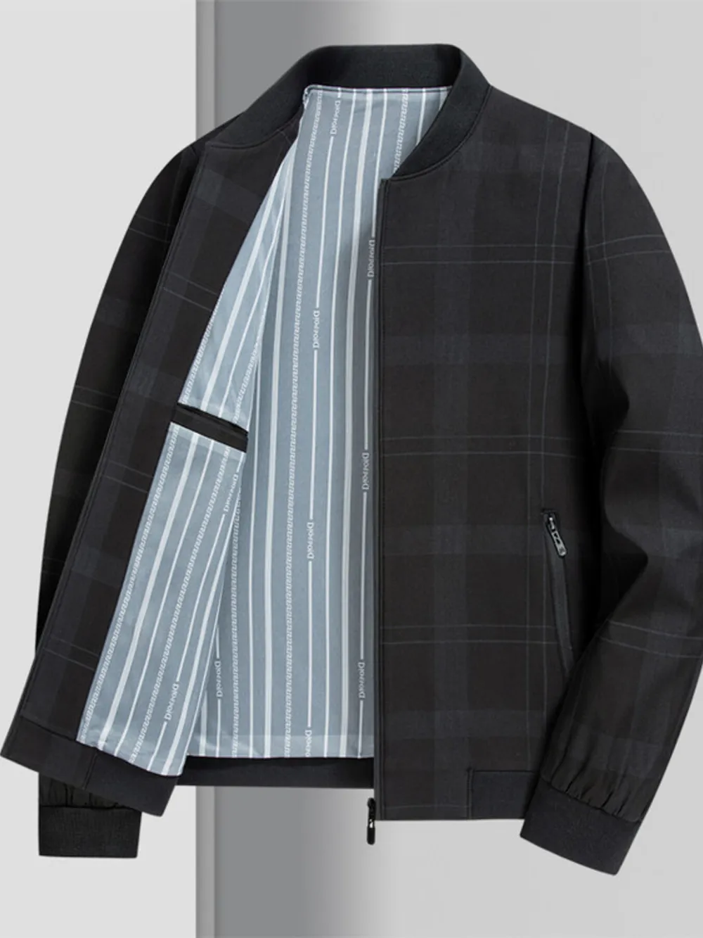 Men's Plus Size Zip Up Long Sleeve Jacket