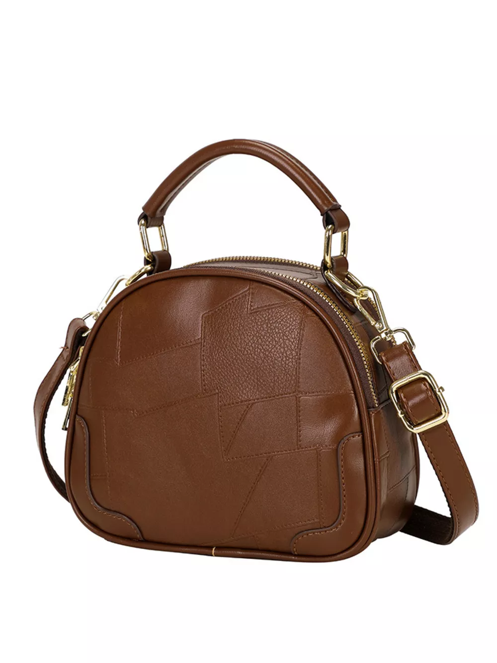 Patchwork Leather Crossbody Bag with Top Handle, image 11