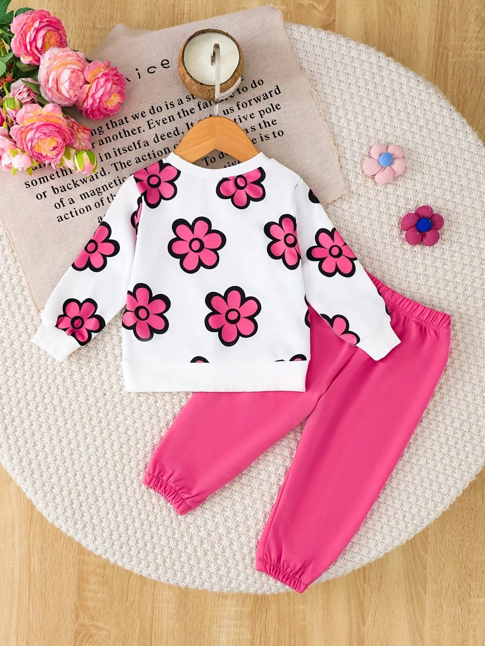 Children's Floral Long Sleeve Sweatshirt and Joggers Set, image 5
