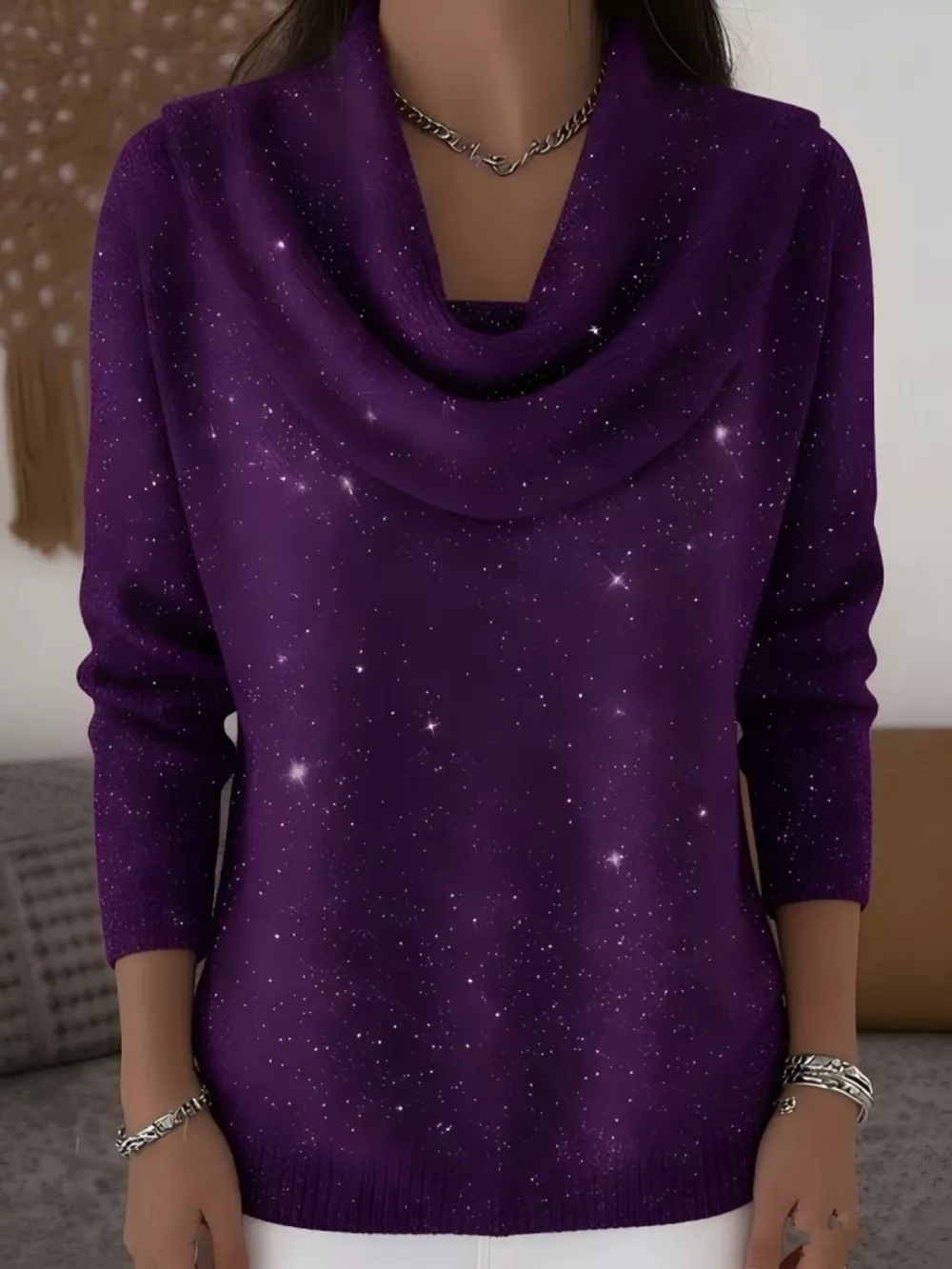 Full Size Solid Color Cowl Neck Sweater Plus Size, image 10