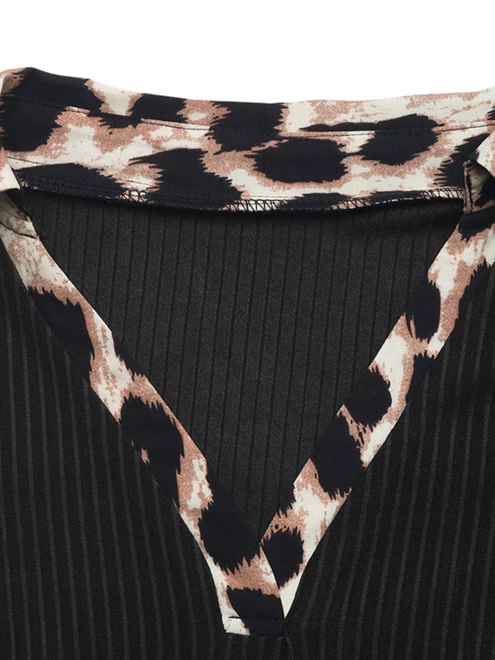 Leopard Trim Ribbed Knit Bodysuit, image 4