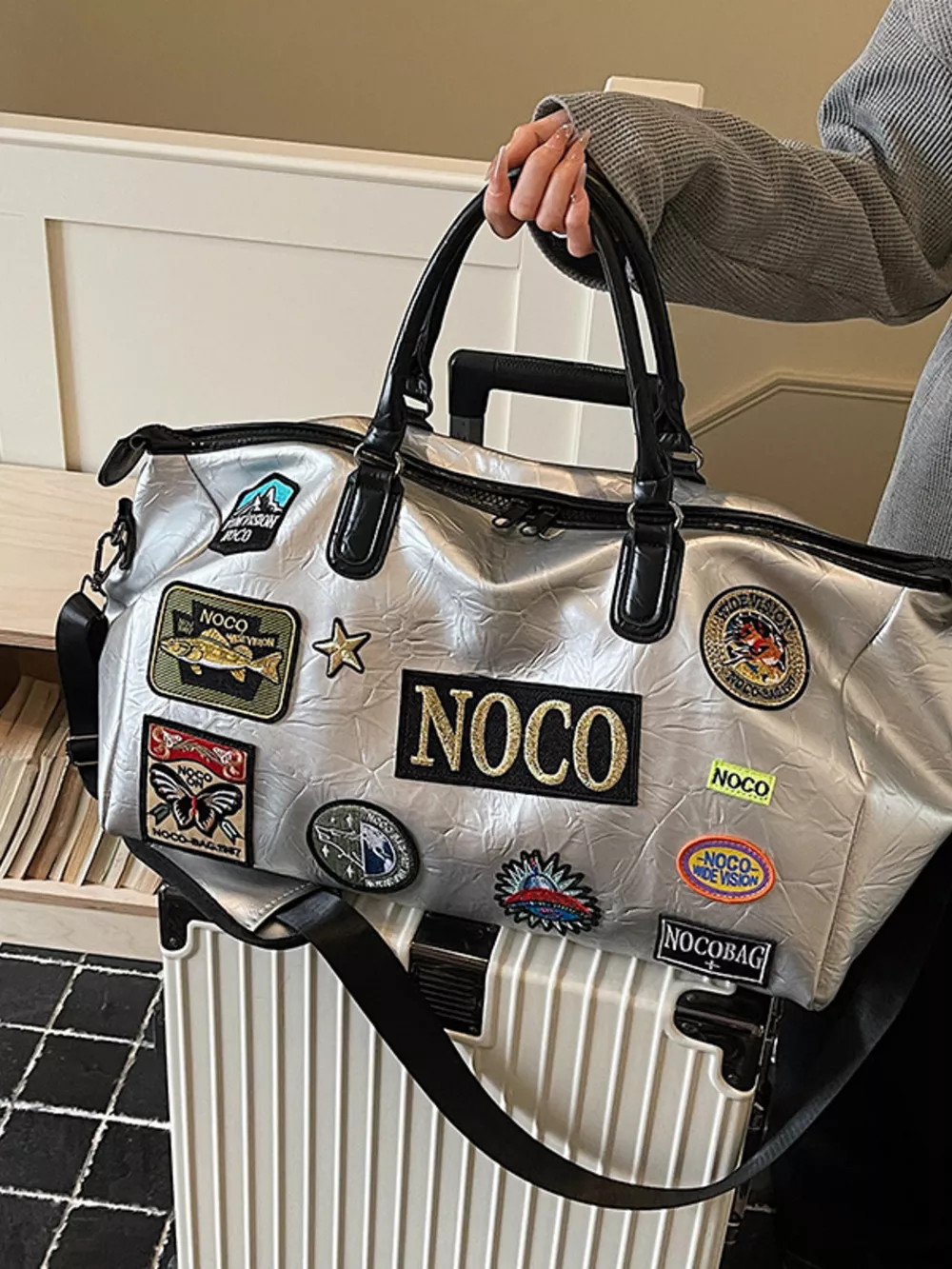 Patchwork Embellished Travel Bag, image 4