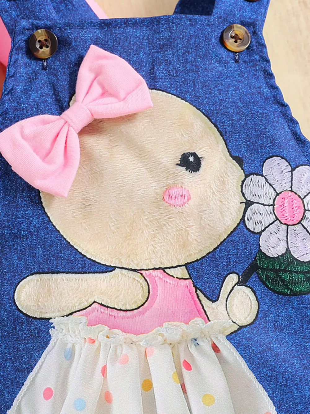 Children's Ruffled Bodysuit and Overall Dress Set with Headband, image 7