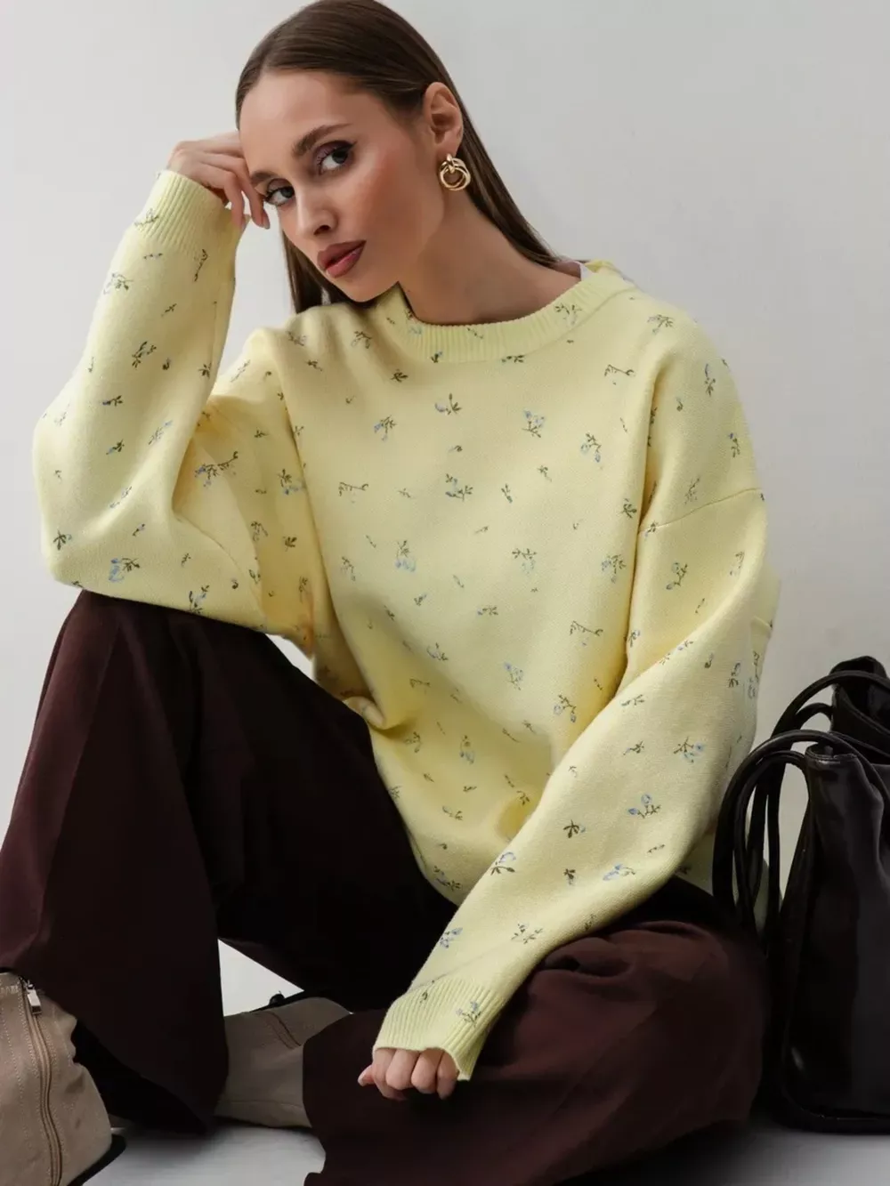 Floral Dropped Shoulder Oversized Sweater, image 17