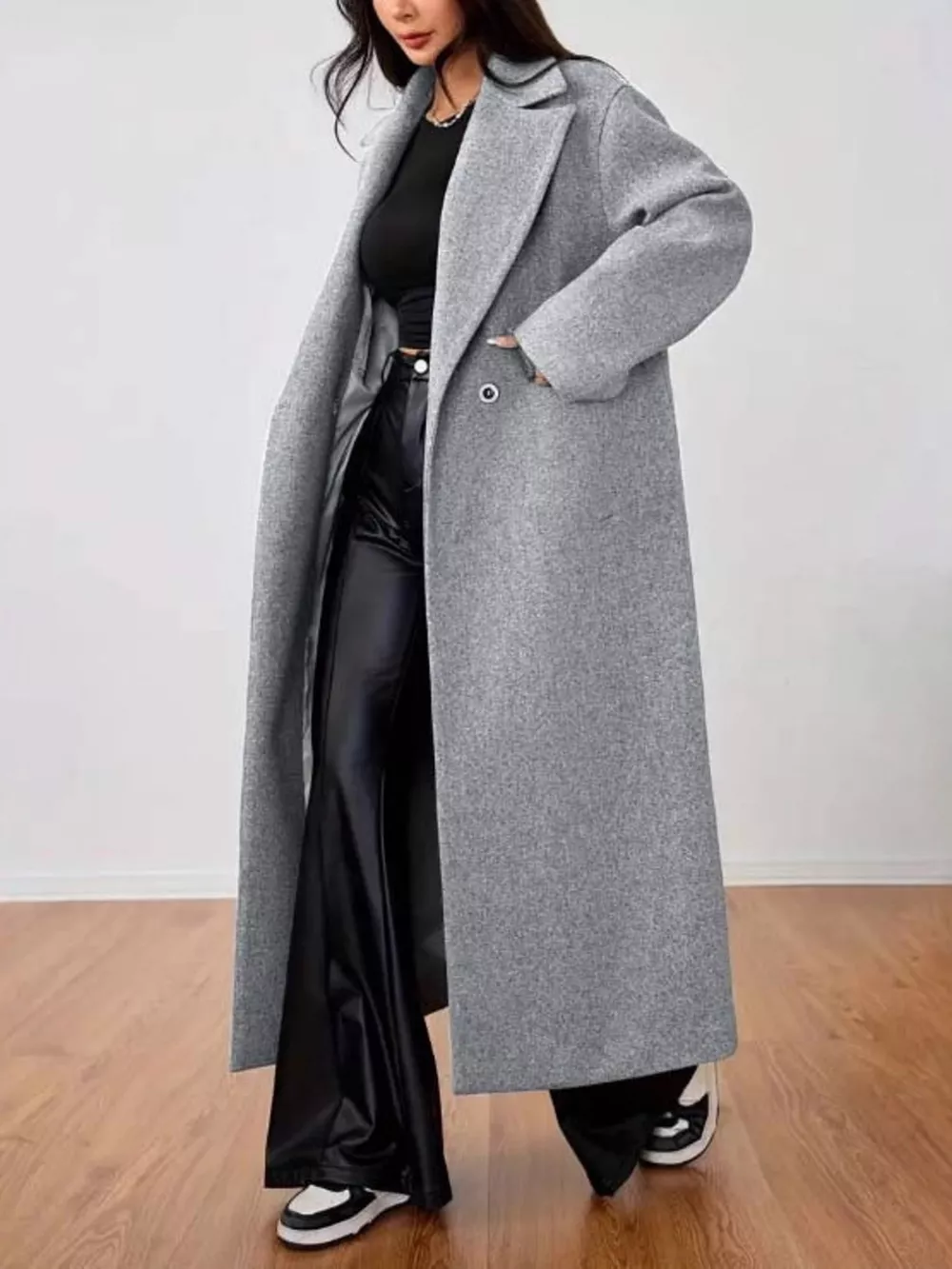 Wool-Blend Longline Overcoat, image 3