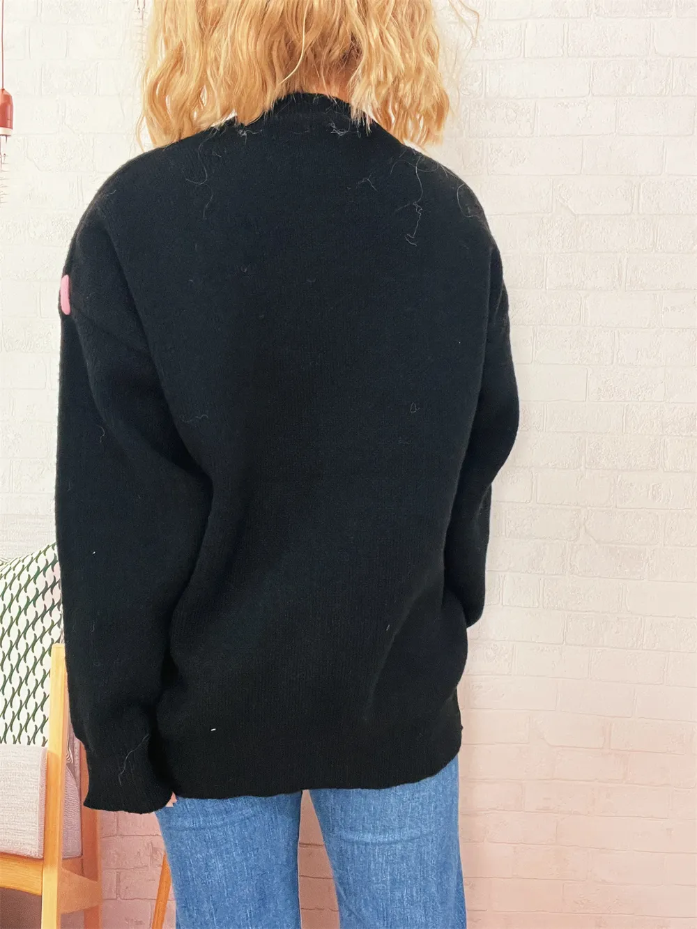 Bear Decoration Round Neck Sweater, image 10