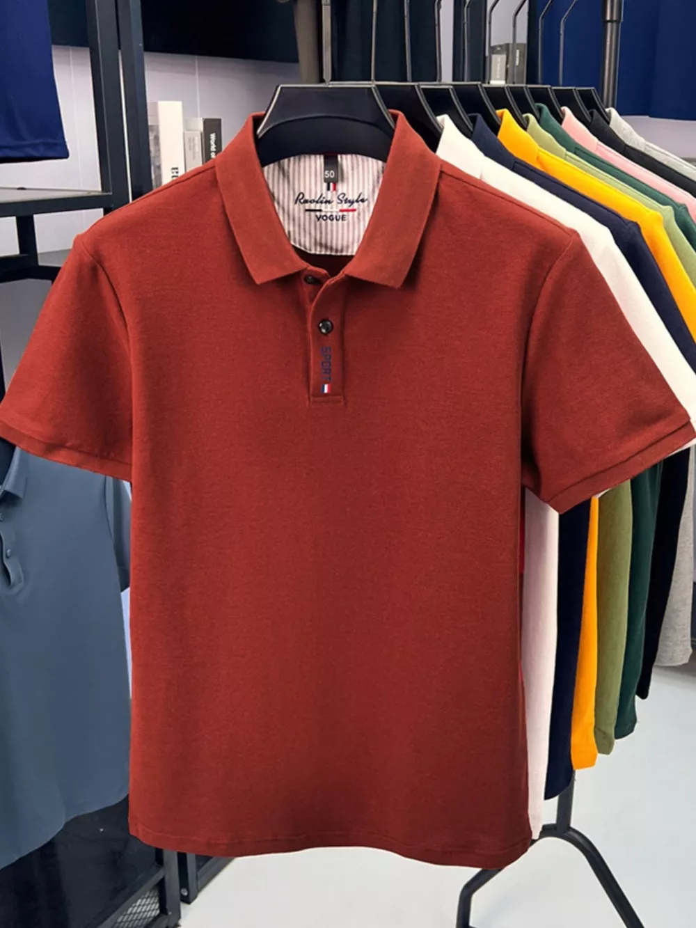Men's Plus Size Button Detail Short Sleeve Polo, image 11