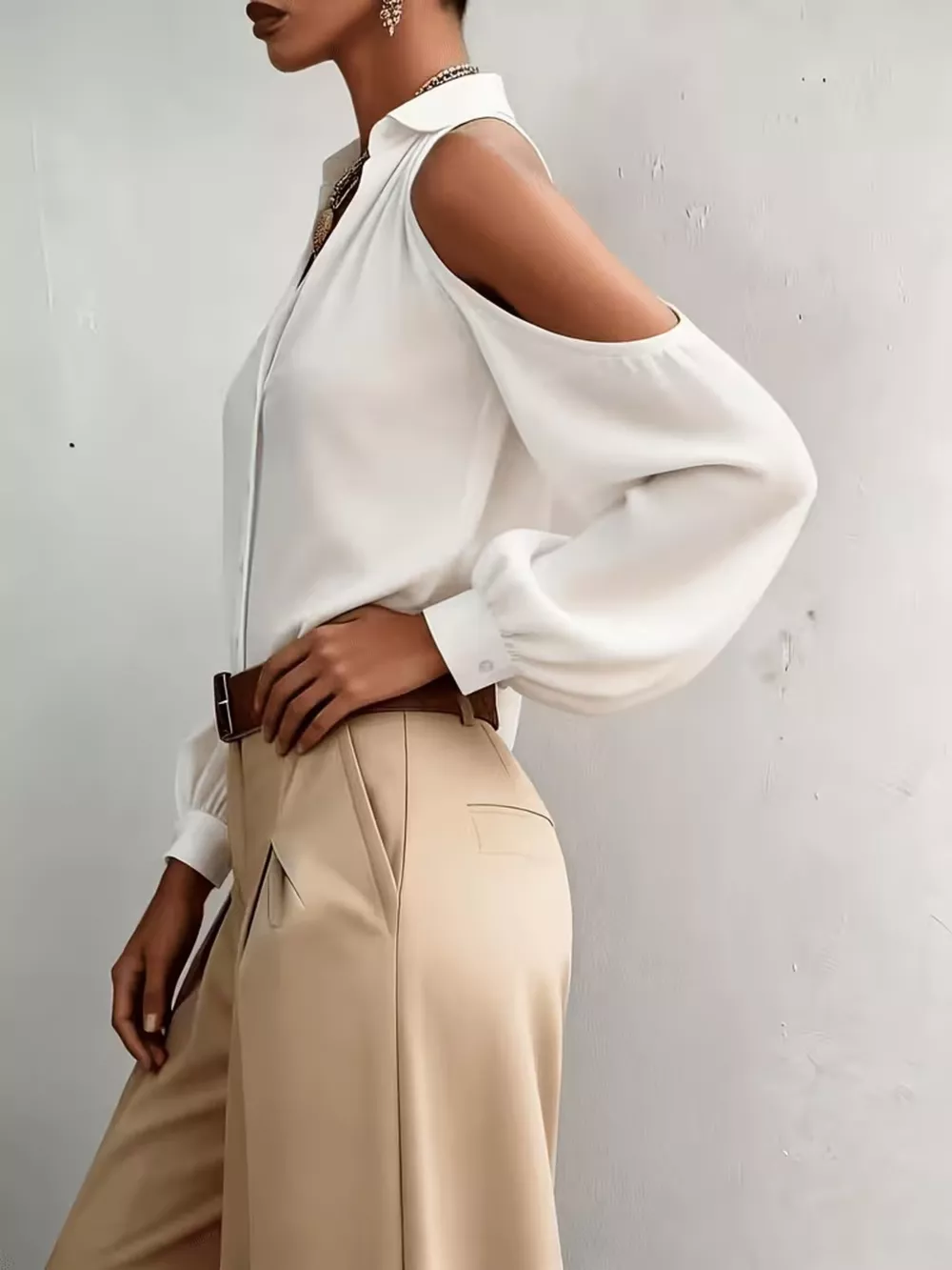 Cold-Shoulder Button-Down Shirt, image 5