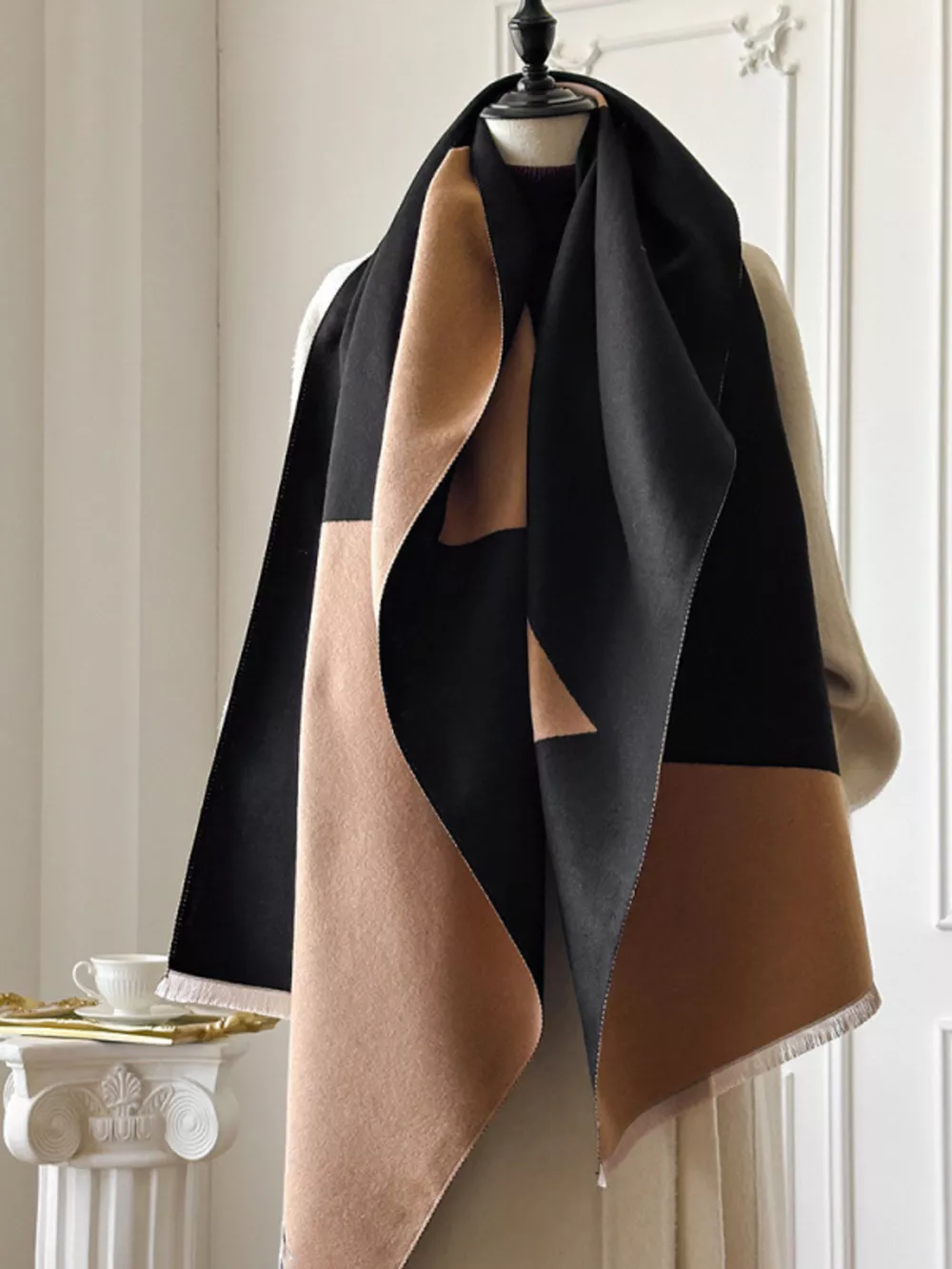 Color Block Raw Hem Scarf, image 4