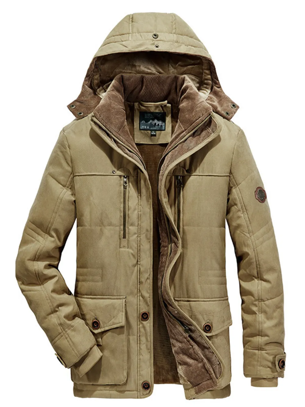 Men's Plus Size Warm Hooded Zip Up Winter Coat, image 6