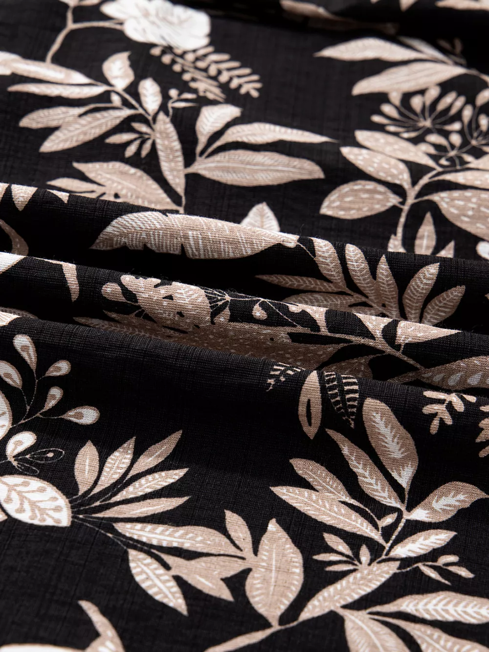 3/4 Sleeve Botanical Print Split Neck Loose Mini Dress, image 4