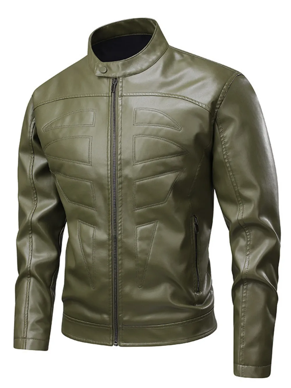 Men's Full Size Leather Zip Up Jacket Plus Size, image 3