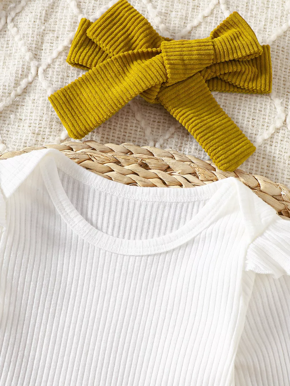 Children's Ribbed Bodysuit & Dress & Headband Set, image 9