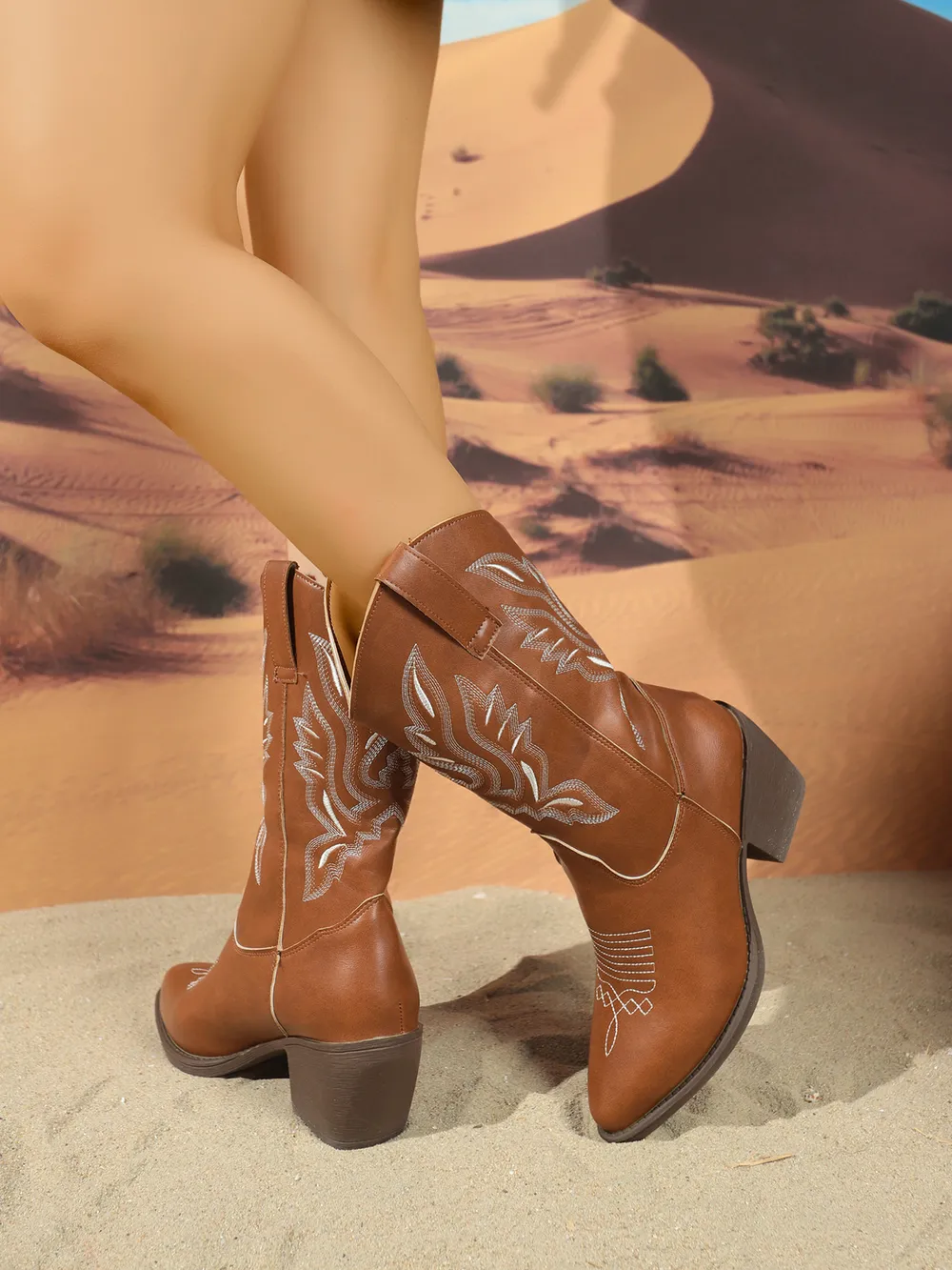Point Toe Block Heel Boots, image 8