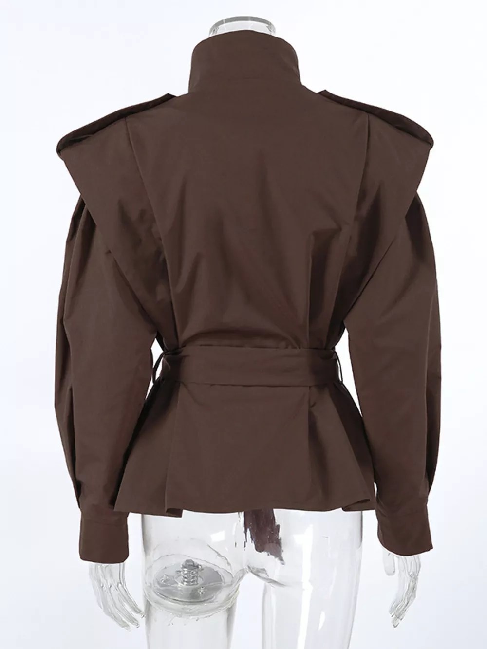 Stand-Collar Belted Outerwear, image 17