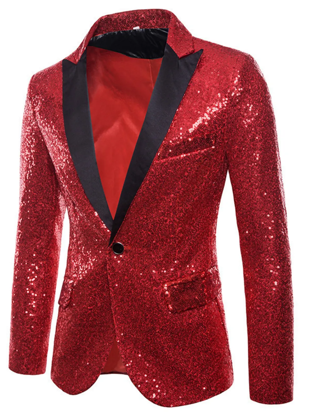 Men's Full Size Sequin One Button Blazer Plus Size, image 10