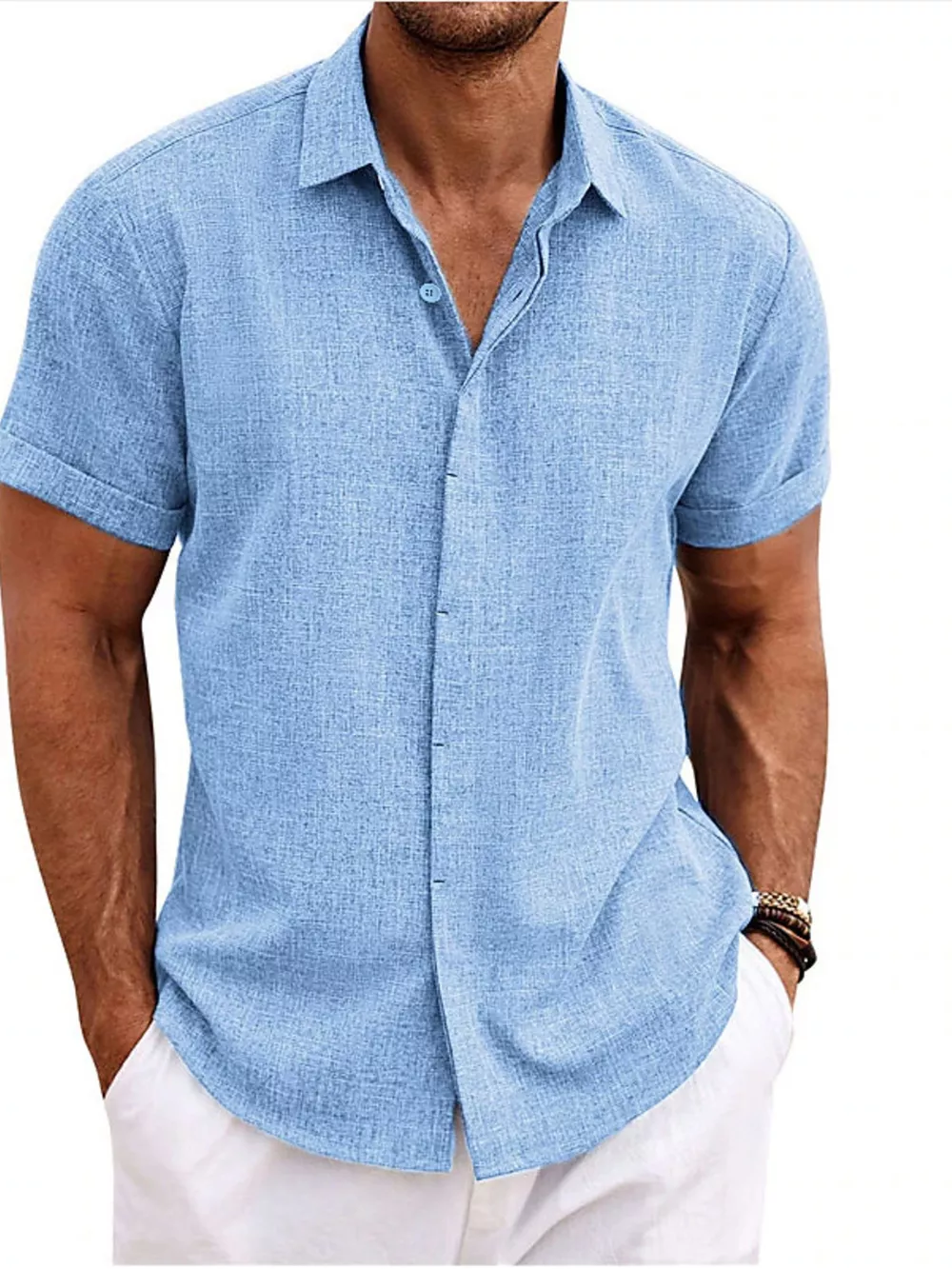 Men's Full Size Casual Short Sleeve Button-Down Shirt Plus Size, image 2