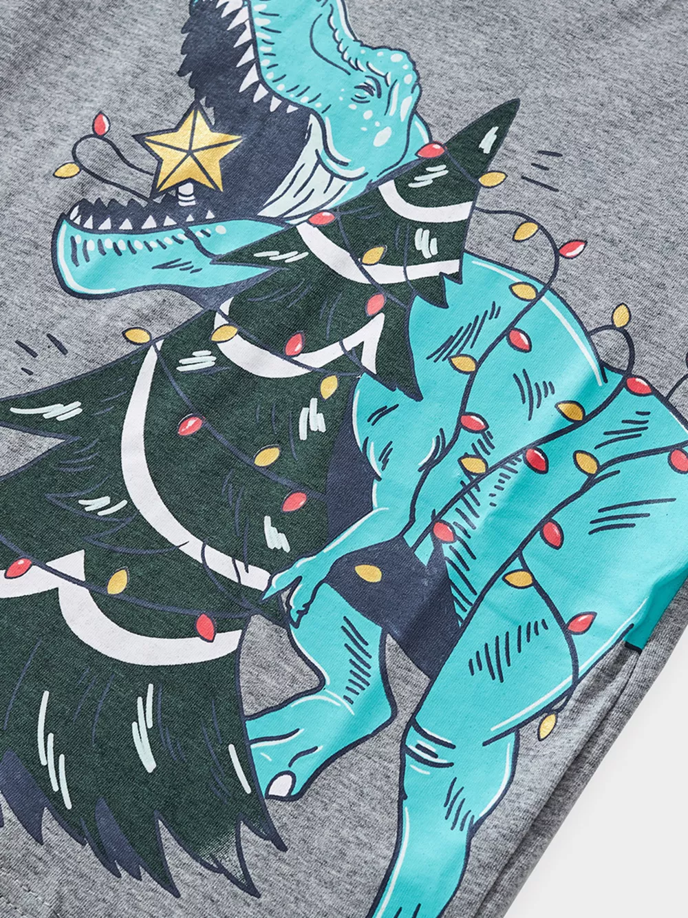 Children's Dinosaur Christmas Tree Graphic Long Sleeve T-Shirt, image 5
