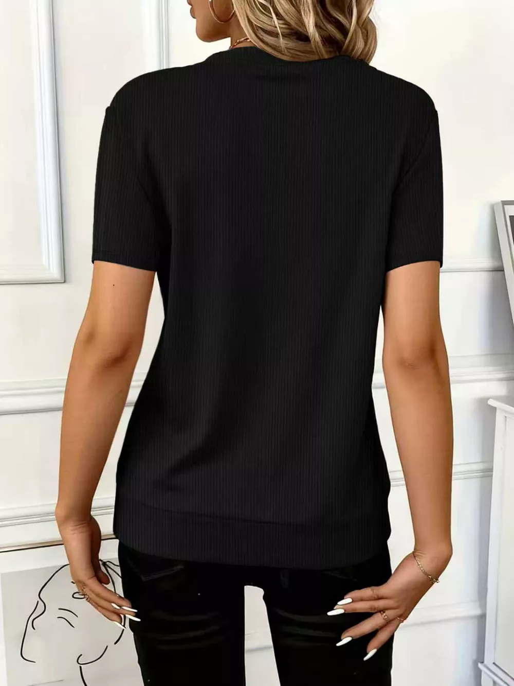 Half Zip Short Sleeve Top, image 2