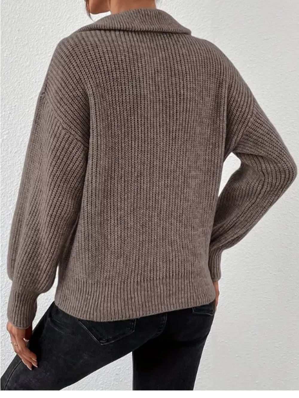 Quarter-Zip Dropped Shoulder Sweater, image 4