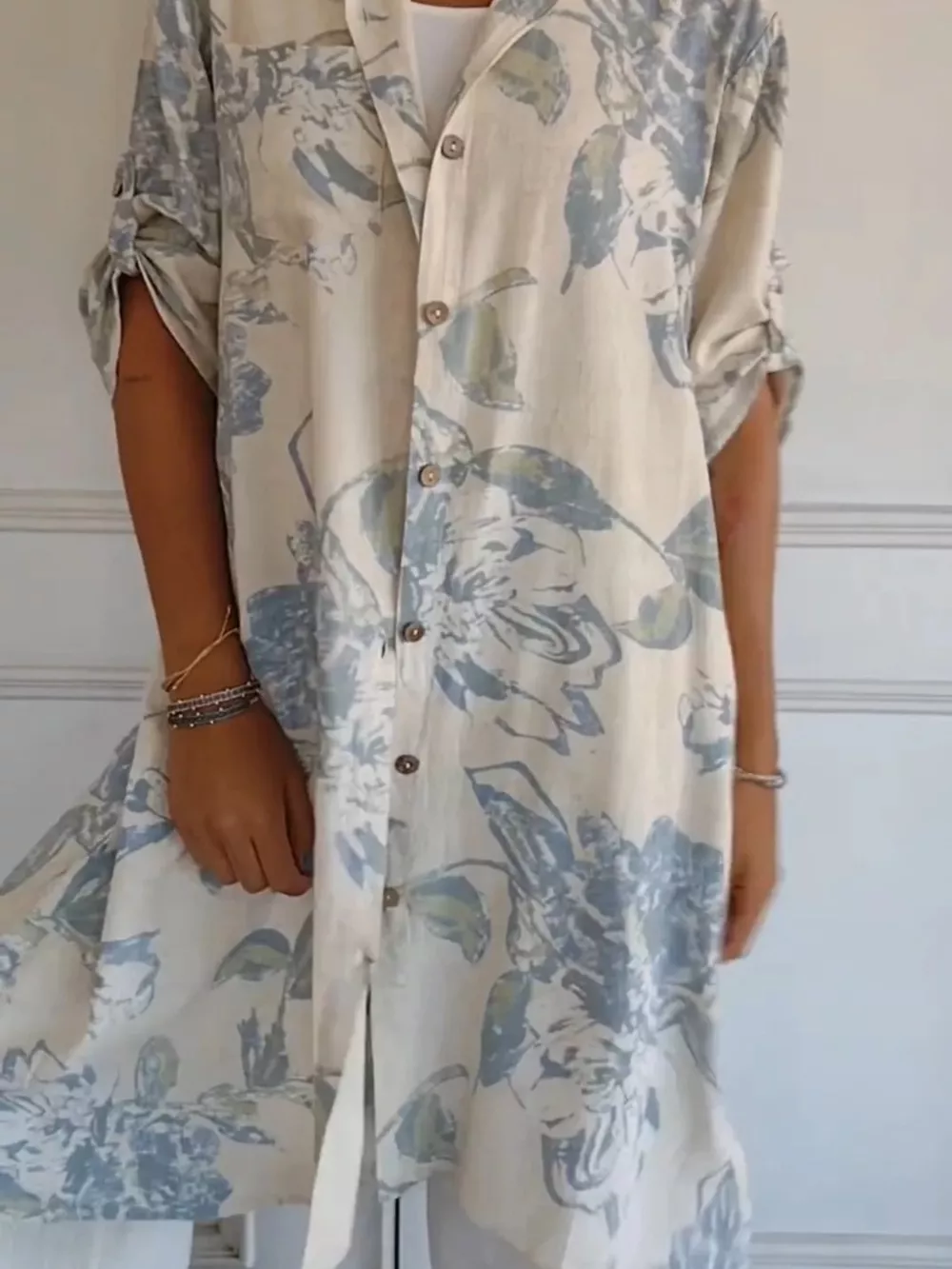 Full Size Floral Print Button-Up Shirt Dress Plus Size, image 2