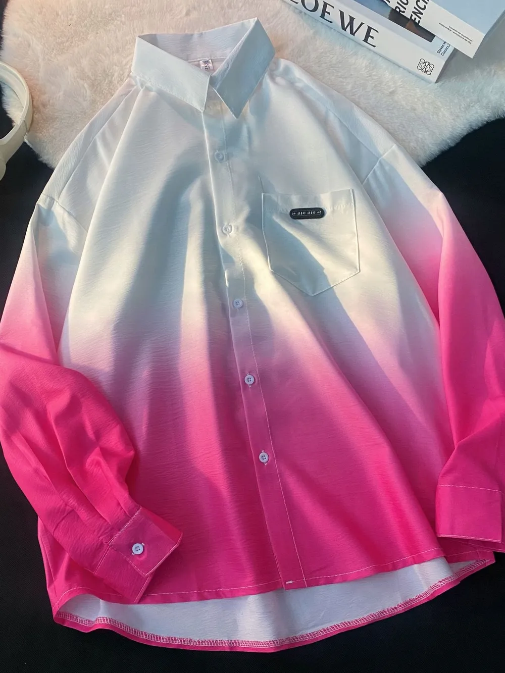 Men's Plus Size Gradient Long Sleeve Button-Up Shirt, image 2