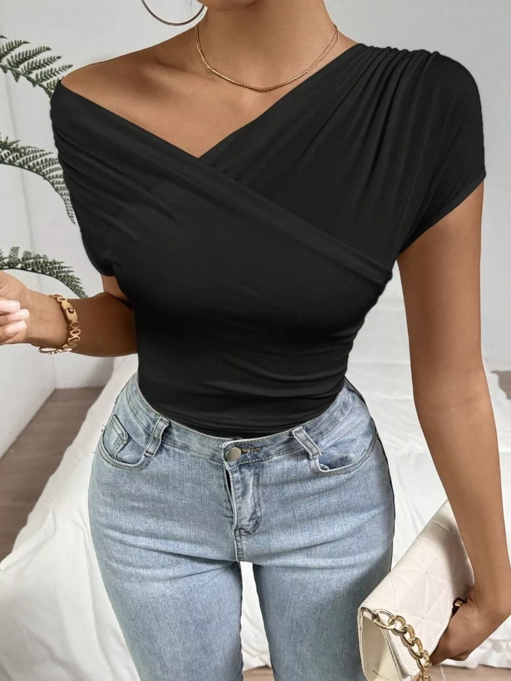 Cross-Wrap Slim Fit Top, image 2