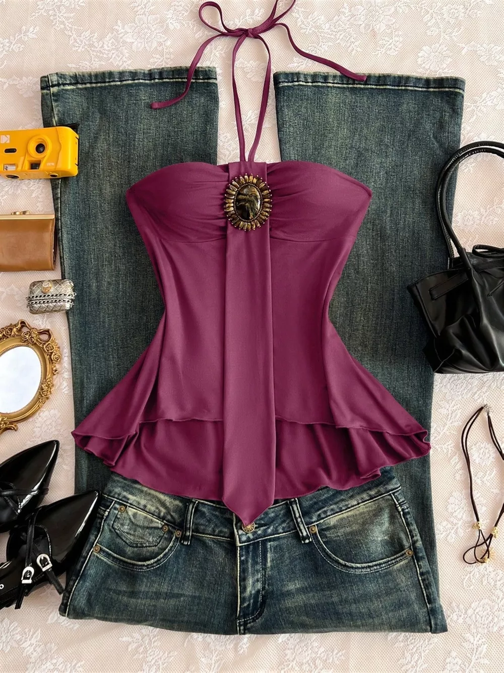 Embellished Front Halter Neck Cami, image 11