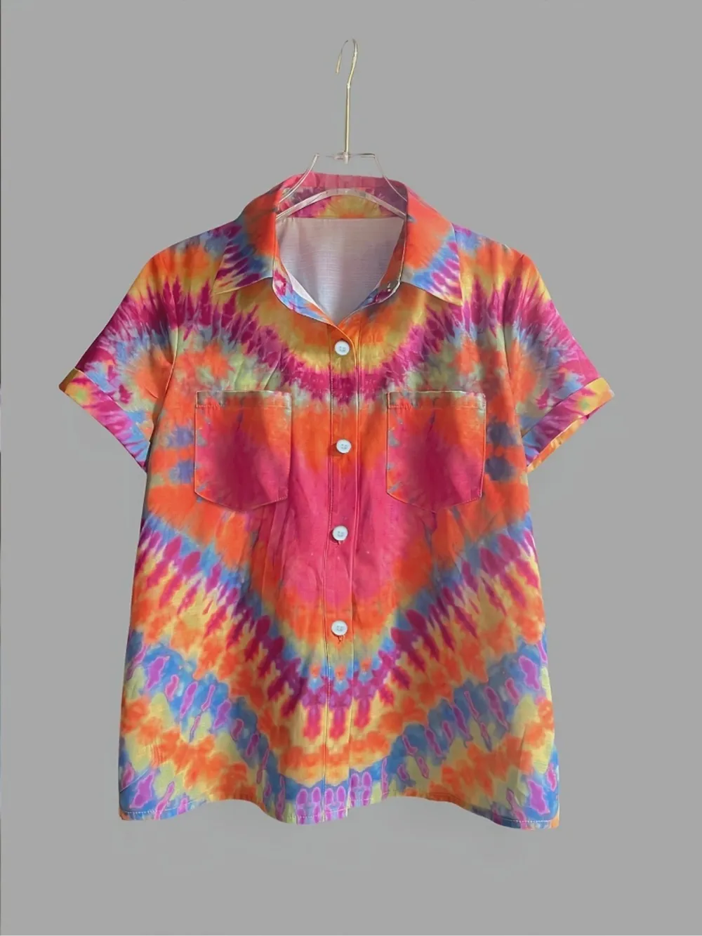 Tie-Dye Short Sleeve Button-Up Shirt, image 4