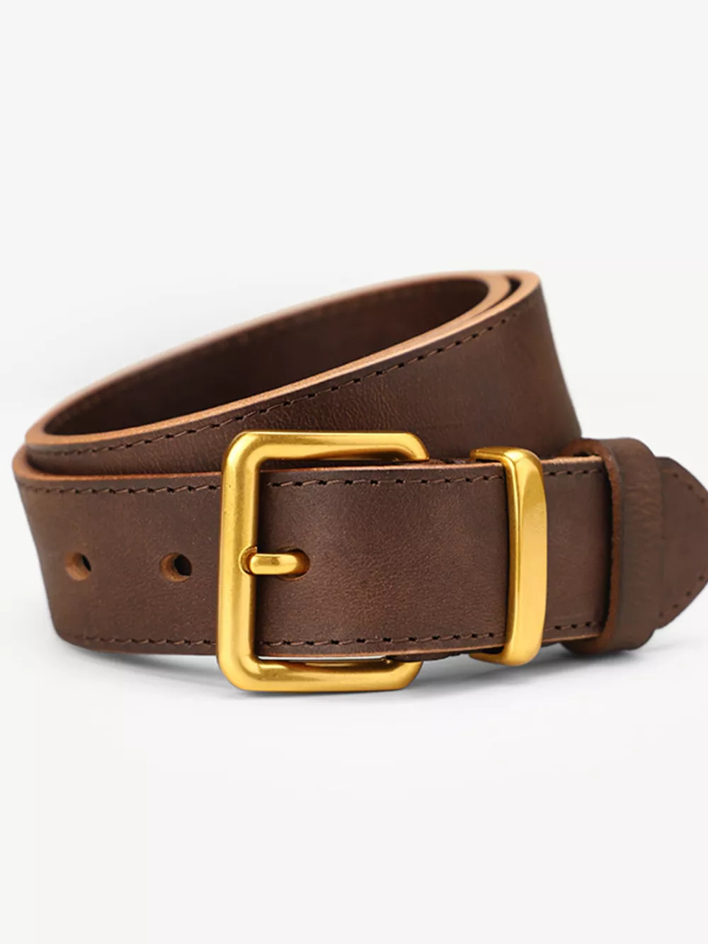 Classic Leather Belt with Golden Buckle, image 4