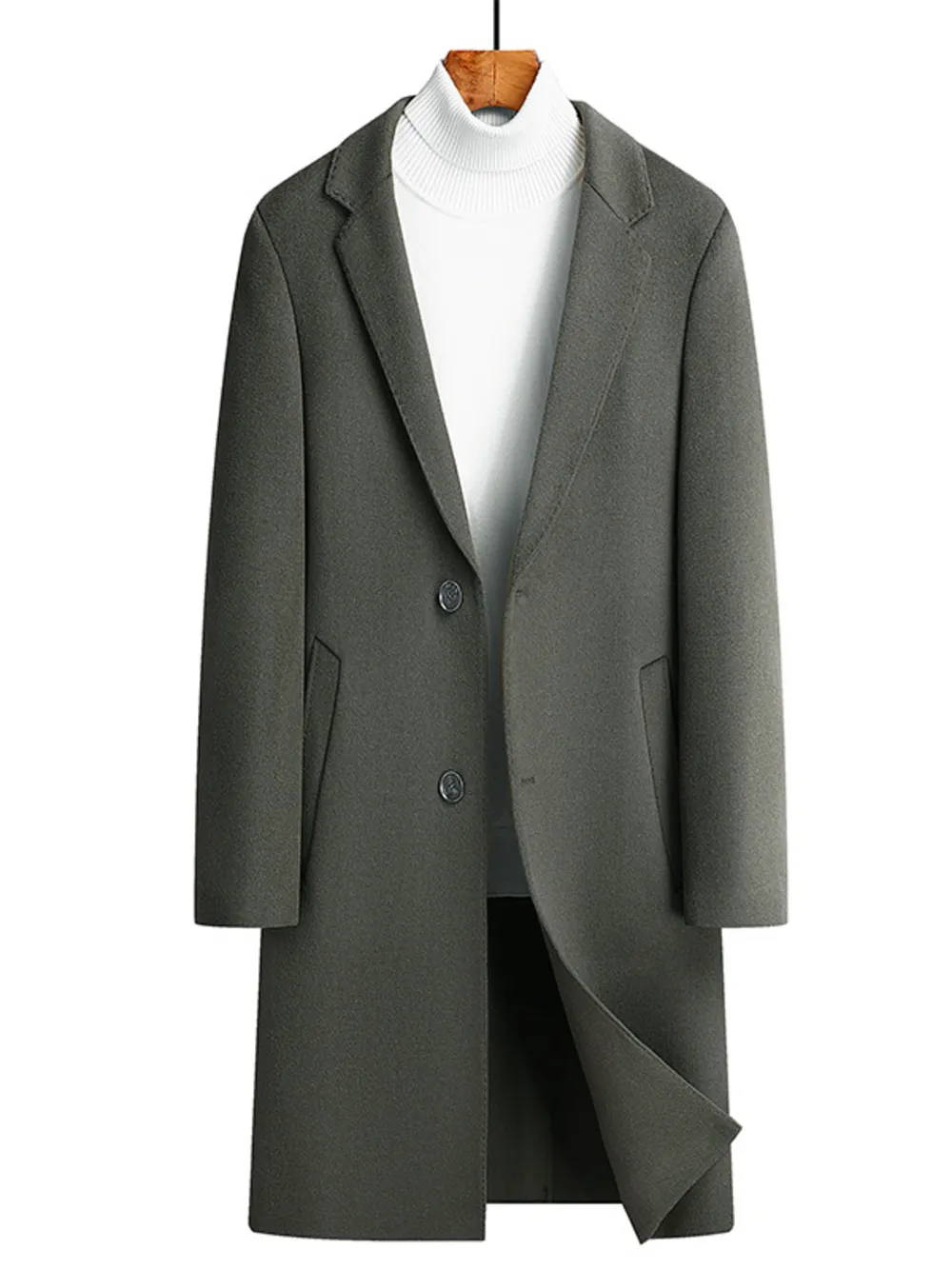 Men's Plus Size Lapel Collar Long Coat, image 5