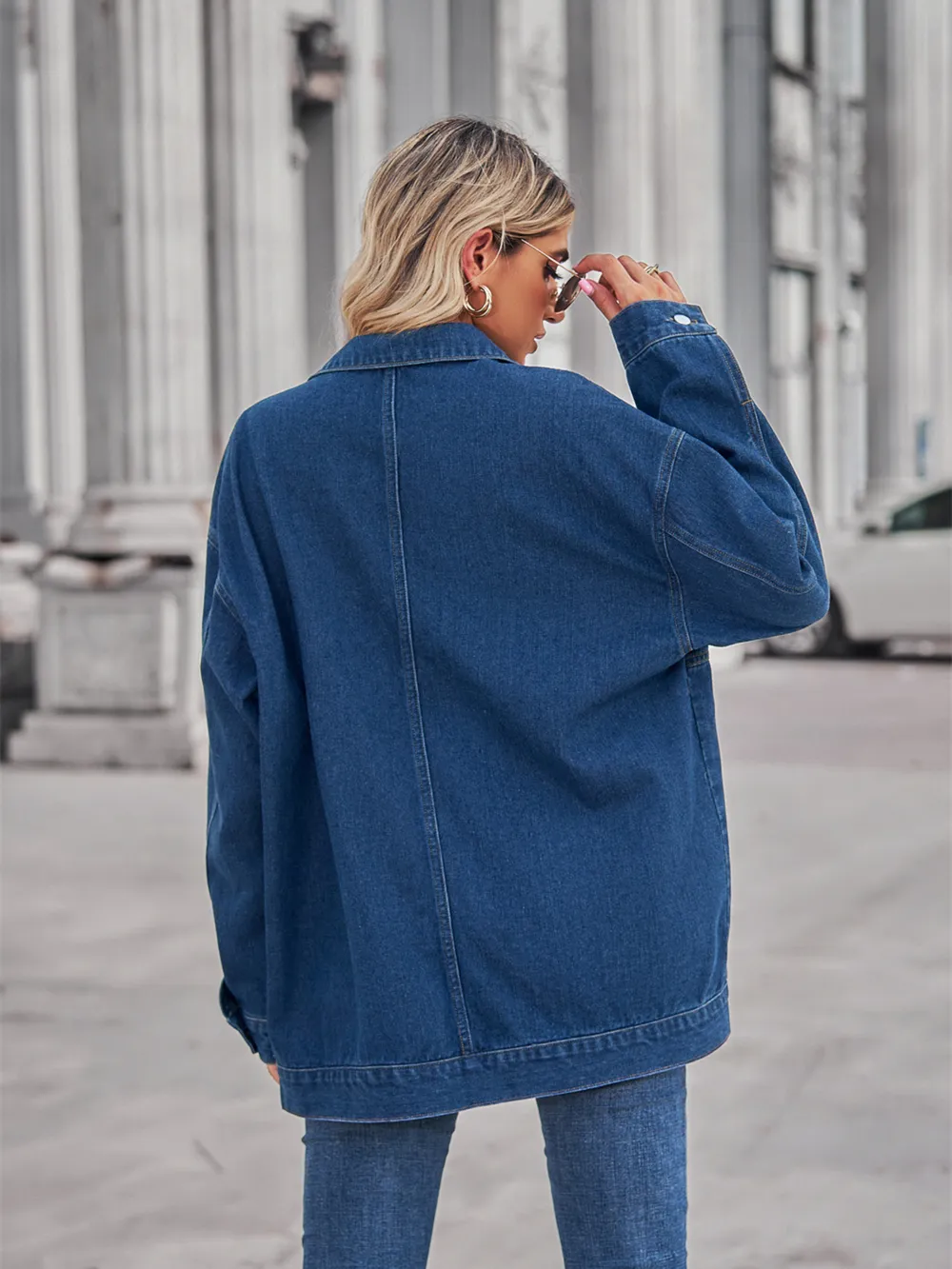 Button Up Long Sleeve Denim Jacket, image 6