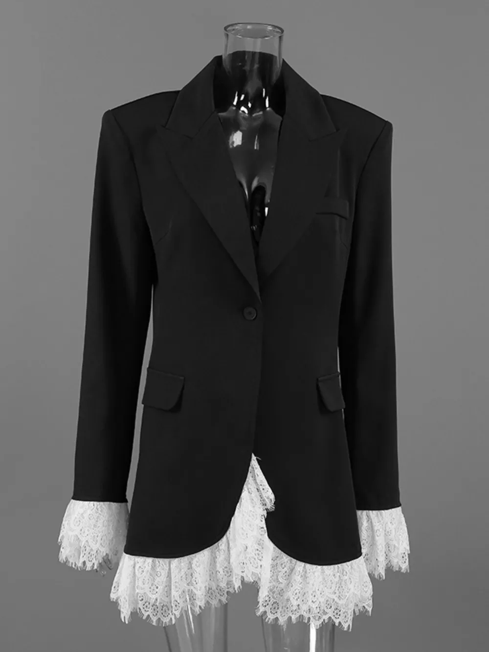 Lace Hem One Button Blazer, image 6