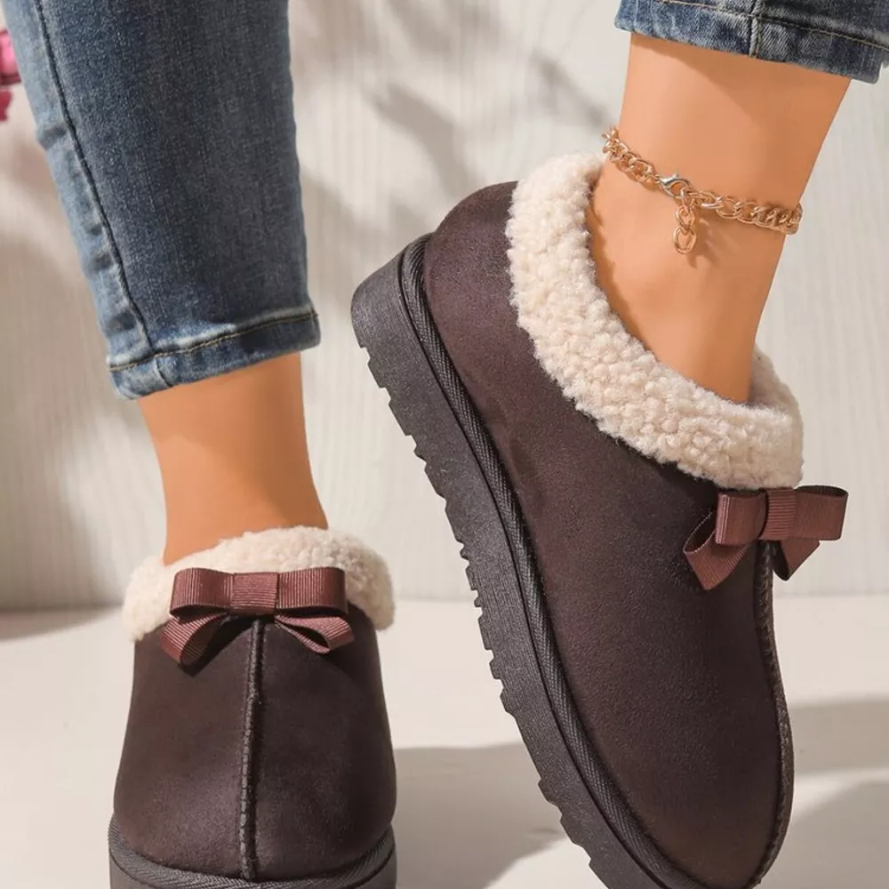 Cozy Bowknot Plush Lined Slip-Ons, image 10