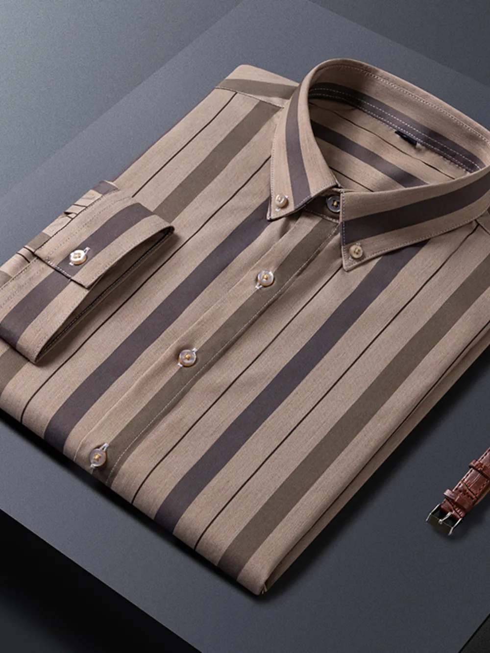 Men's Plus Size Striped Casual Half Sleeve Shirt, image 4
