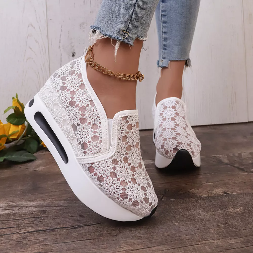 Floral Lace Breathable Slip-Ons, image 2