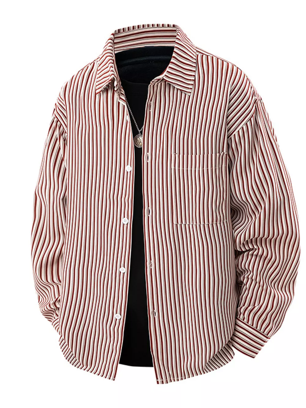 Men's Plus Size Striped Casual Long Sleeve Shirt, image 2