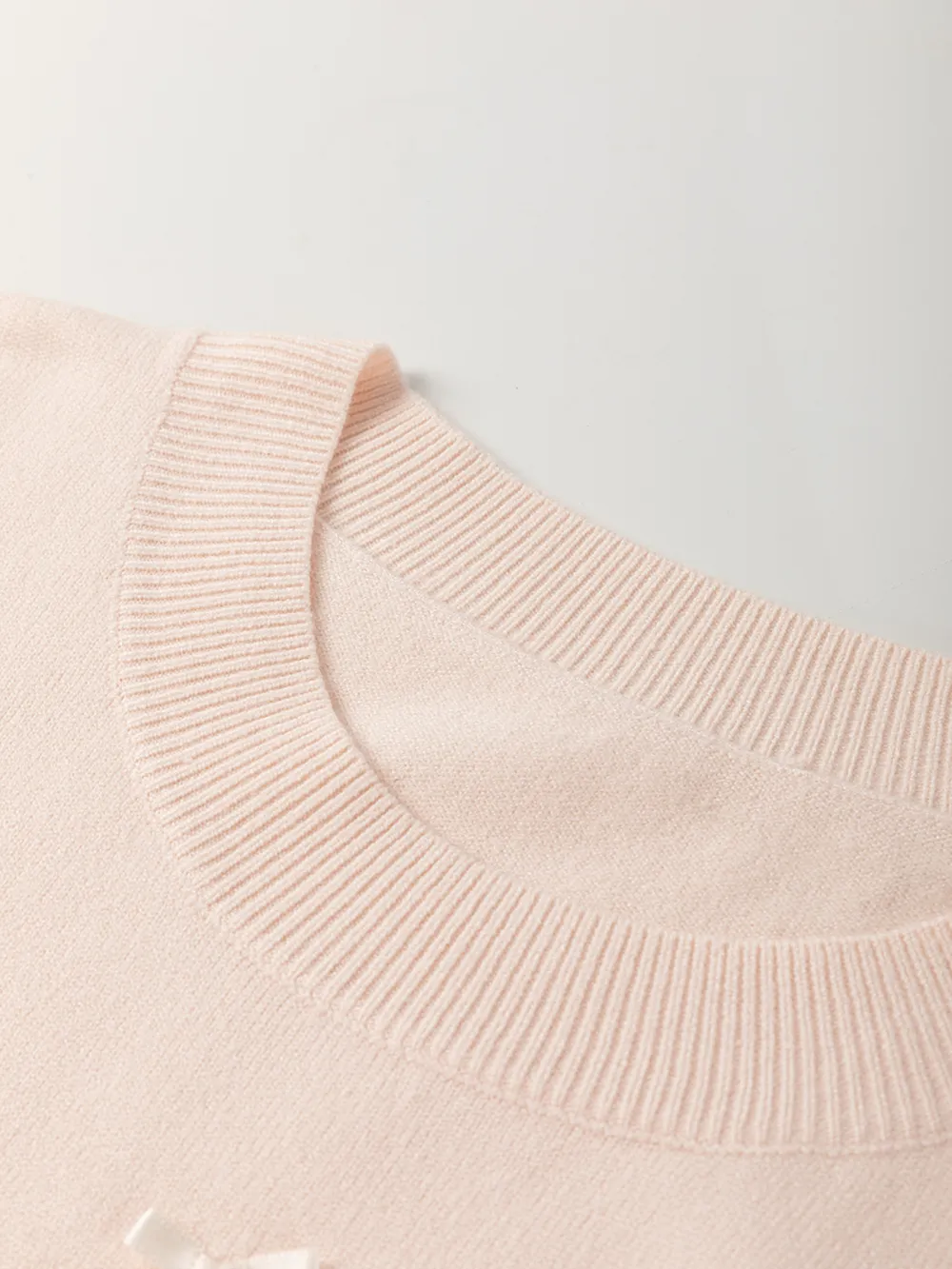 Pearl Embellished Bow Detail Short Sleeve Sweater, image 2
