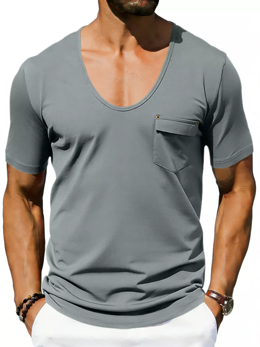 Men's Full Size Short Sleeve Pocket T-Shirt Plus Size, image 9
