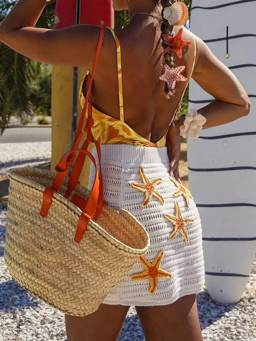 Crochet Starfish Embellished Sweater Skirt, image 2