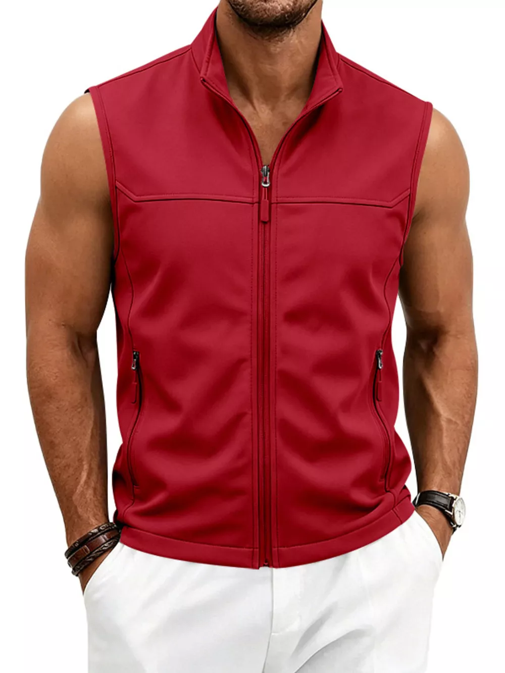 Men's Plus Size Zip Up Vest, image 4