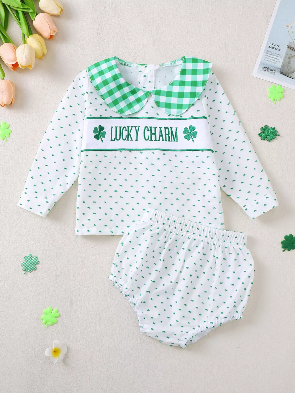 Children's Lucky Charm Gingham Top & Bottom Set