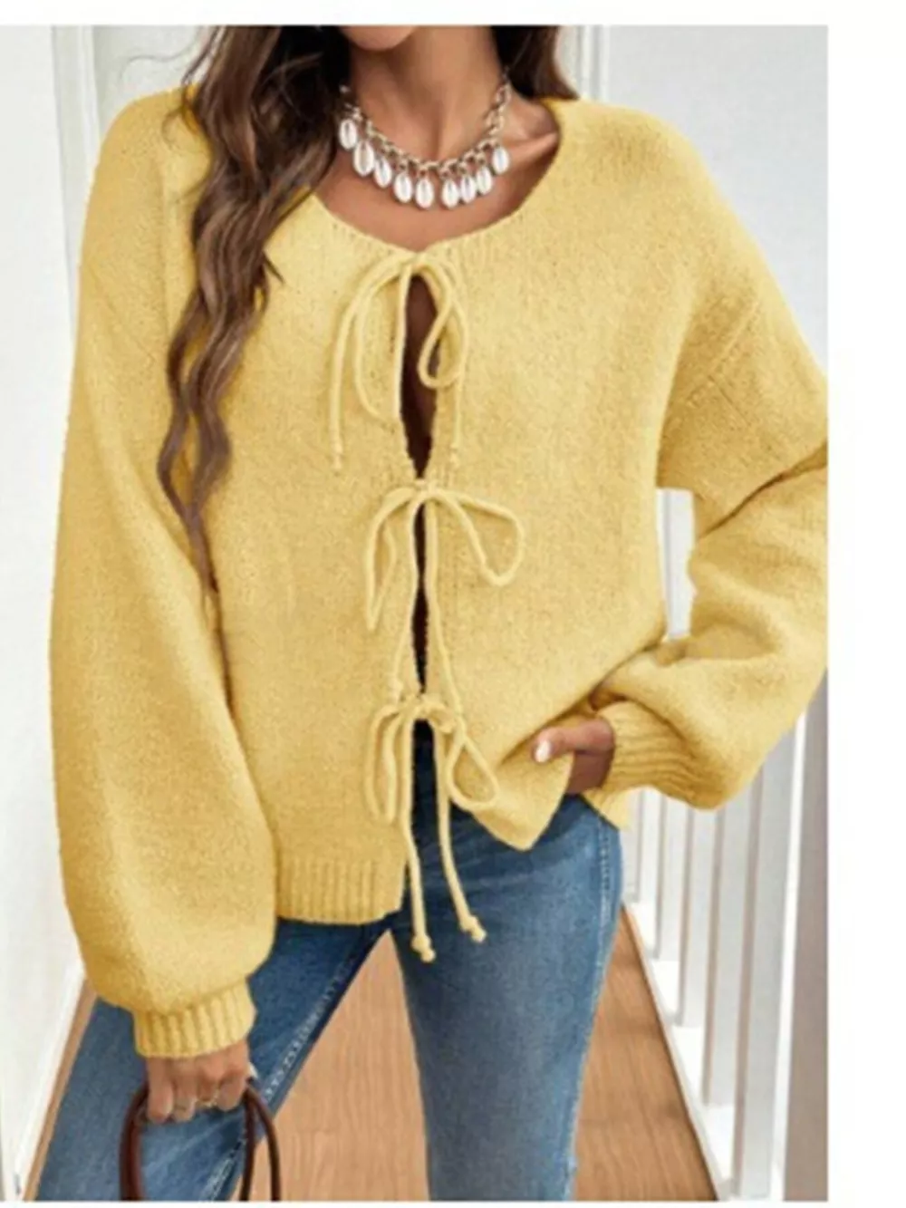 Tie-Front Long Sleeve Cardigan, image 2