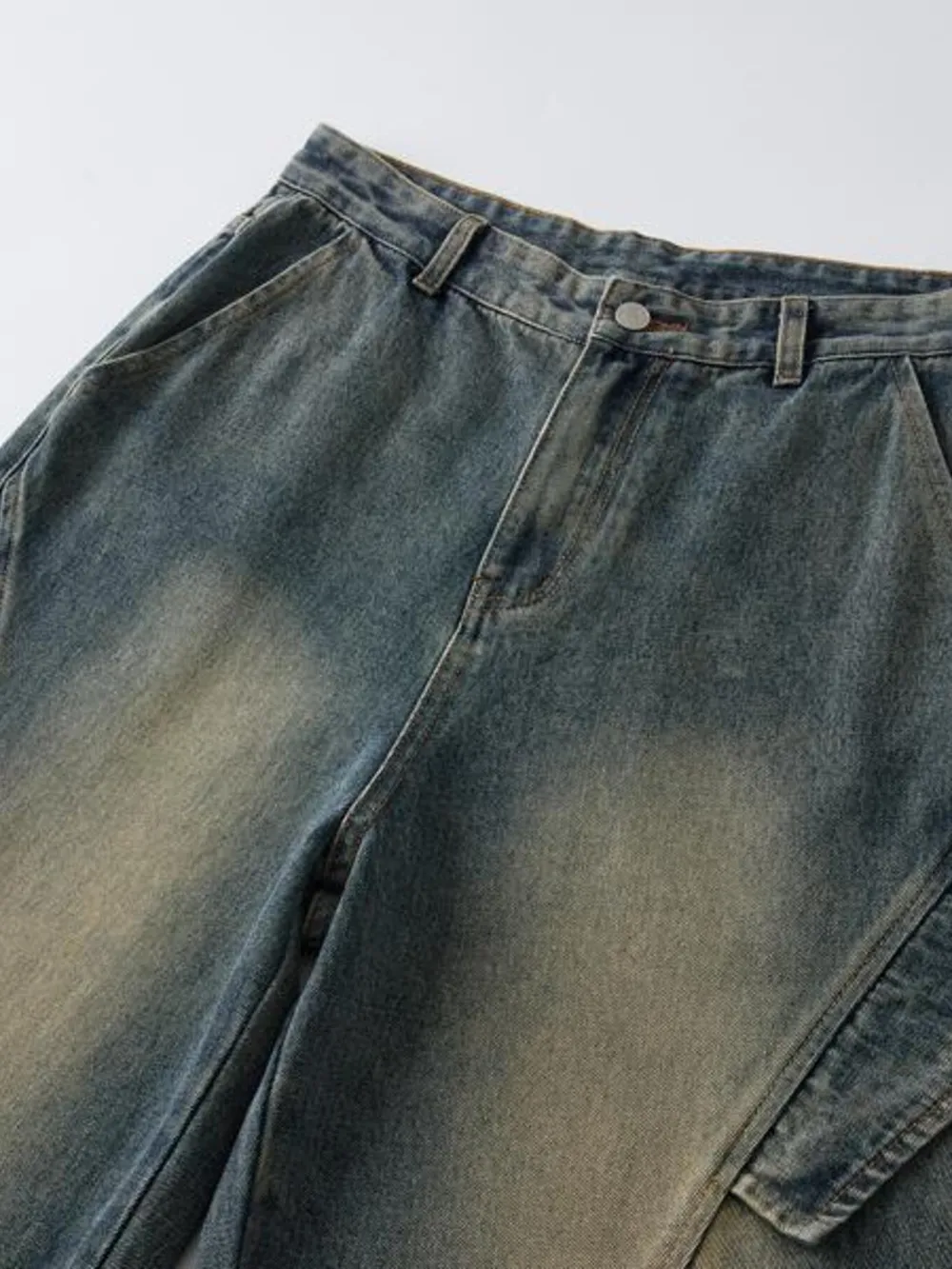 Men's Full Size Washed Cargo Wide Leg Jeans Plus Size, image 4